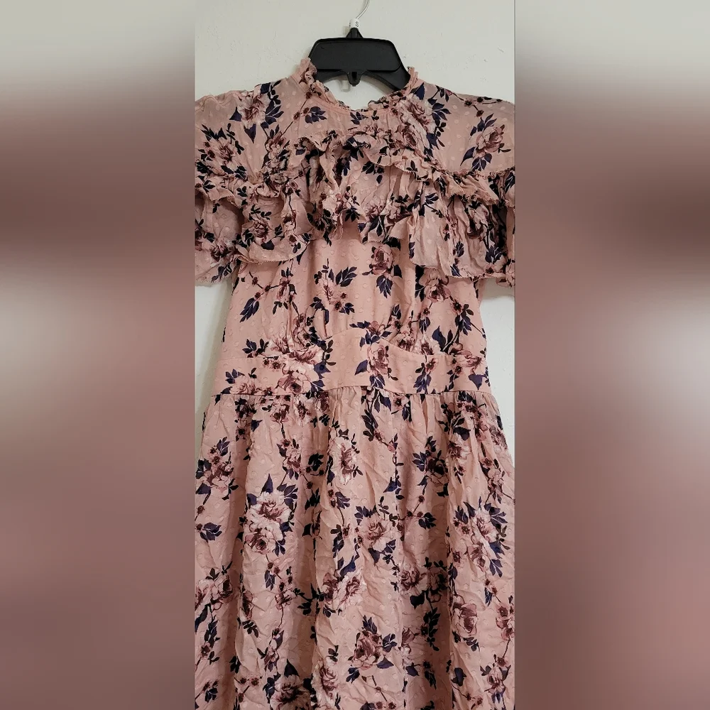 kate spade Blush Pink Floral Ruffle Midi Dress